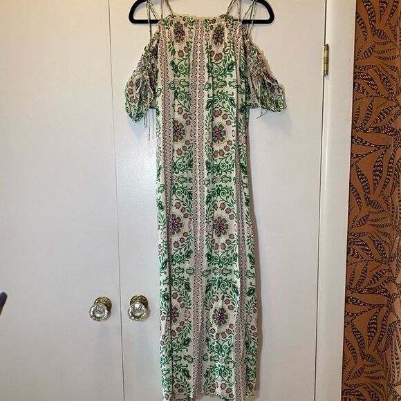 TORY BURCH Asilomar Garden Party Asilomar Floral Dress White Purple Green 10 - Picture 6 of 13